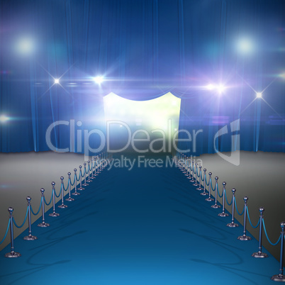 Composite image of curtains of blue color