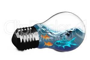 3D Composite image of light bulb with goldfish inside