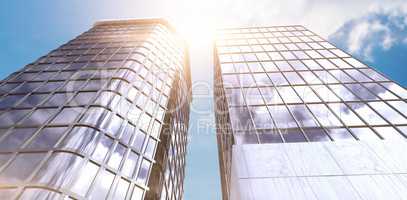 Composite image of low angle view of modern office building