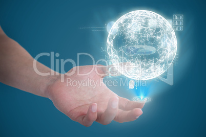 Composite image of hand of man pretending to hold an invisible object