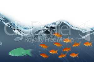 3D Composite image of side view of fish swimming