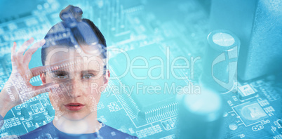 Composite image of beautiful woman gesturing against white background
