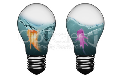 3D Composite image of light bulb with goldfish inside