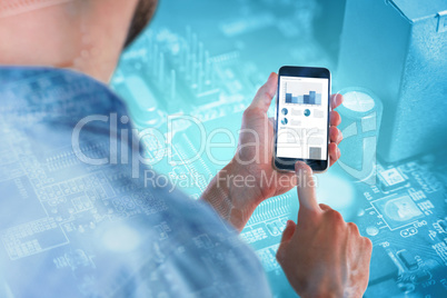 Composite image of man using mobile phone