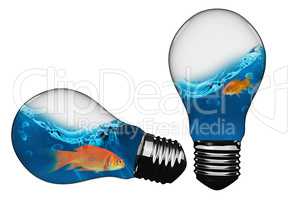 3D Composite image of light bulb with goldfish inside