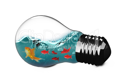 3D Composite image of light bulb with goldfish inside