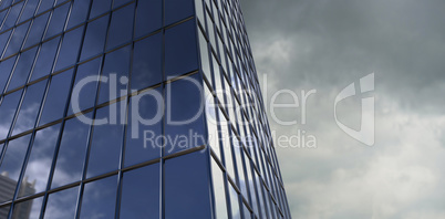 Composite image of reflection of sky on modern building