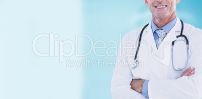 Composite image of portrait of confident male doctor