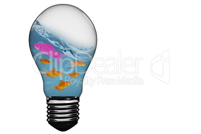 3D Composite image of light bulb with goldfish inside