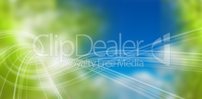Composite image of blue and green background with shiny lines