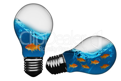 3D Composite image of light bulb with goldfish inside