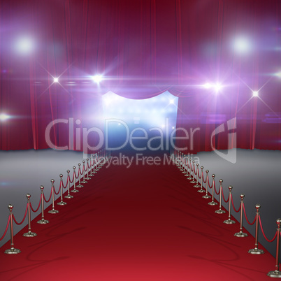 Composite image of curtains of red color