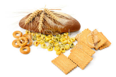 wheat products isolated on white background.