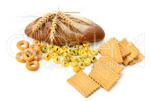 wheat products isolated on white background.