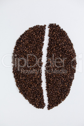 Coffee beans forming coffee bean shape