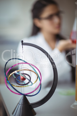 Close-up of orrery in laboratory