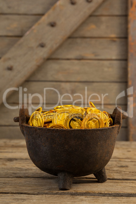 St. Patricks Day pot filled with chocolate gold coins