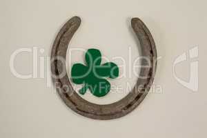 St Patricks Day shamrock with horseshoe