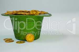 St. Patricks Day leprechaun hat filled with chocolate gold coins