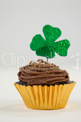 St Patricks Day shamrock on the cupcake