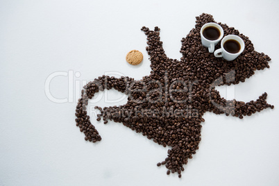 Coffee beans forming monkey shape