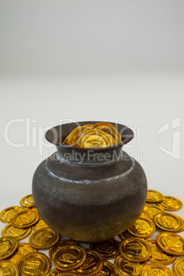 St. Patricks Day pot filled with chocolate gold coins