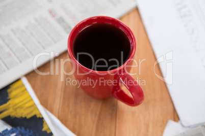 Coffee served in red mug