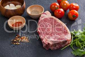 Sirloin chop and ingredients