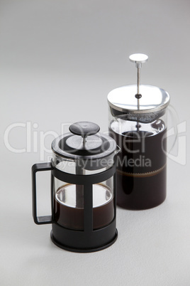 Cafetiere coffeemakers on white background