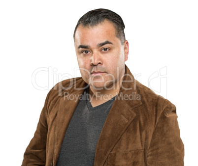 Handsome Young Hispanic Male Headshot Portrait Against White Bac