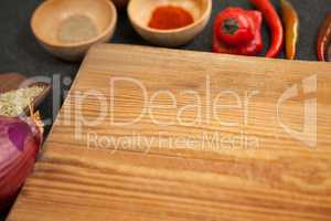 Wooden board and ingredients