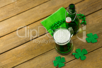 St Patricks Day green beer with shamrock and decoration