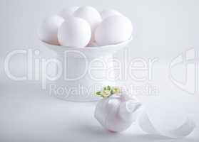 Eggs with flowers on a white background. Easter Symbols