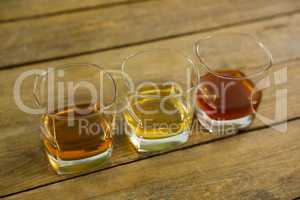 Three glasses of whiskey