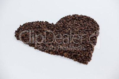 Coffee beans forming heart shaped