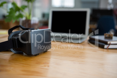Virtual reality headset on table