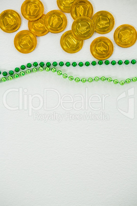 St Patricks Day gold chocolate coin and beads