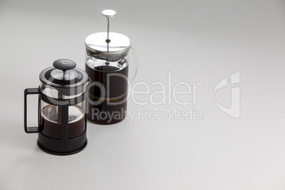 Cafetiere coffeemakers on white background