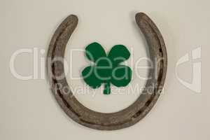St Patricks Day shamrock with horseshoe