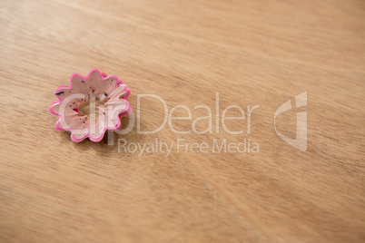 Pink color pencil shaving in a flower shape