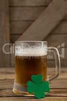 Mug of beer and shamrock for St Patricks Day