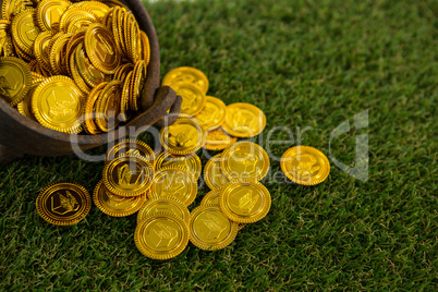 St. Patricks Day pot filled with chocolate gold coins