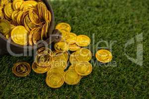 St. Patricks Day pot filled with chocolate gold coins