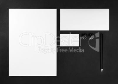 Blank stationery on black