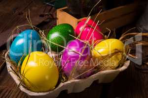 easter eggs and daffodils