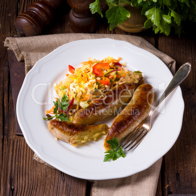 Potato sausage from grated potatoes and pork.