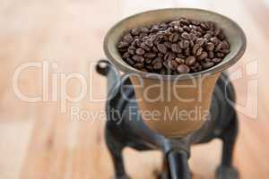 Coffee grinder with coffee beans inside