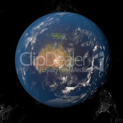 The Earth from space showing Australia and Indonesia. Other orientations available.