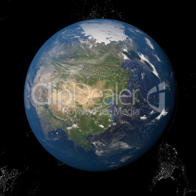 Asia seen from space 3d illustration