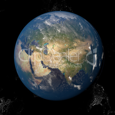 Asia seen from space 3d illustration